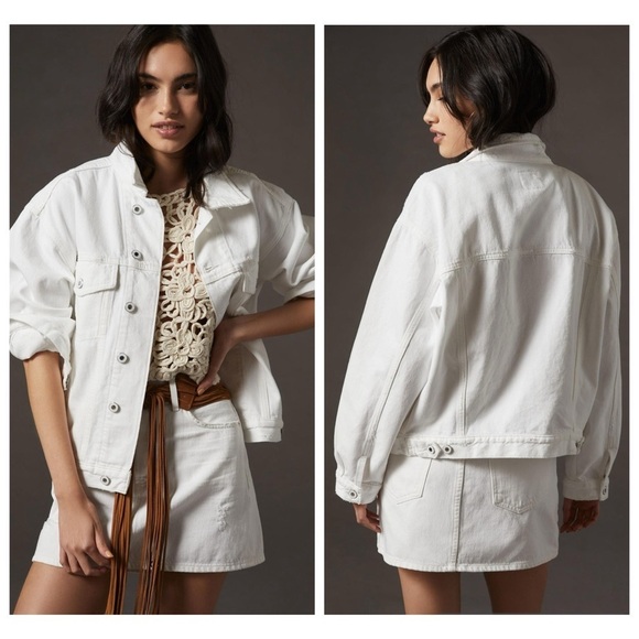 Favorite Daughter Jackets & Blazers - Anthropologie Favorite Daughter White Otto Boyfriend Jacket Rigid Denim size XS